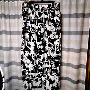 Kamari Blue wide leg pants black & white size xl flat front elastic back tie